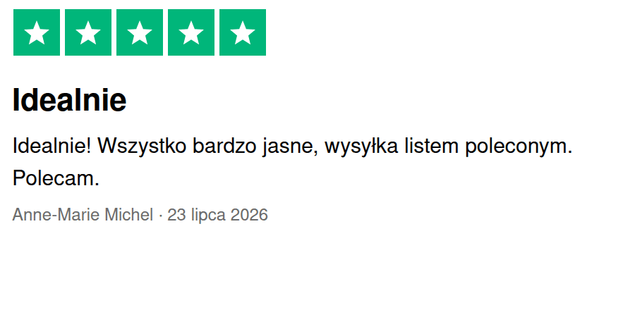 Opinia na Trustpilot